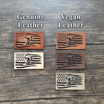 Bass Flag Patch, Fishing Leather Patch, Patriotic Patch for Hats Bags Jackets, USA Angler Gift - Patch Palooza