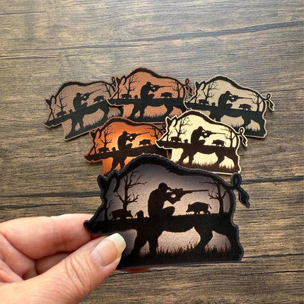 Boar Hunting Patch, Wild Hog Leather Patch, Hunter Patch for Hats Bags Jackets, Outdoorsman Gift - Patch Palooza