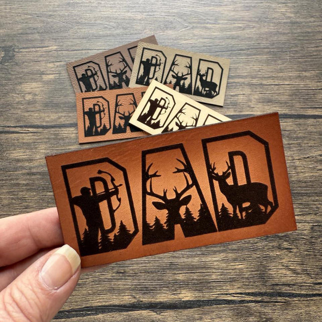 Bowhunting Dad Patch, Leather Patch with Deer Scene, Hunting Patch for Dads, Patch for Hats Bags Jackets - Patch Palooza