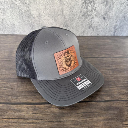 Dads with Beards Hat, Leather Patch Dad Hat, Richardson 112 Trucker Cap, Beard Dad Gift, Father's Day Hat for Bearded Dads - Patch Palooza
