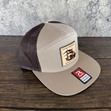 Funny Trucker Hat, I'm Not Speeding I'm Qualifying Hat, Leather Patch Hat, Richardson 168 Flat Bill Snapback, Gift for Truck Drivers - Patch Palooza