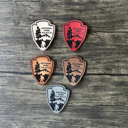 National Park Squatch Leather Bigfoot Patch - Choose Your Color - patchpalooza