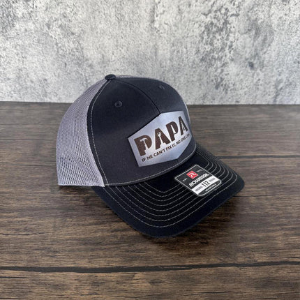 Papa Leather Patch Hat, Richardson 112 Trucker Cap for Dad, Father's Day Gift Idea - Patch Palooza