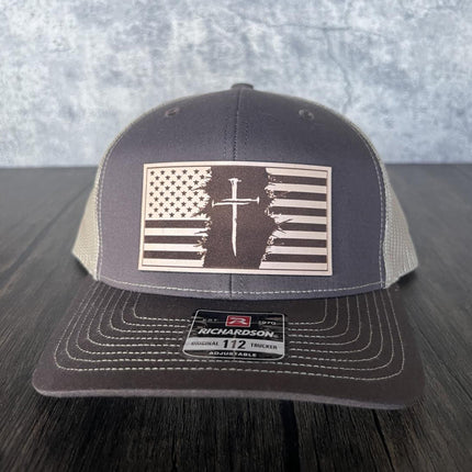 Patriotic Christian Flag Cross Hat - Richardson 112, Patriotic Hat, Christian Hat - patchpalooza