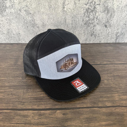 Semi Truck Hat, Leather Patch Hat, Richardson 168 Flat Bill Snapback, Trucker Cap for Drivers, Gift for Truckers - Patch Palooza