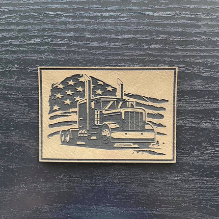 American Trucker Patch for Hats, Bags, Jackets - Leatherette Vegan Leather Patch - patchpalooza