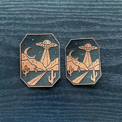 Desert UFO Vegan Leather Patch - patchpalooza