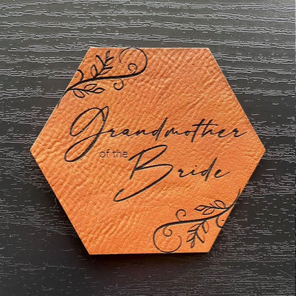 Grandmother of the Bride Patch - Leatherette Vegan Leather - Adhesive or Glue On - patchpalooza