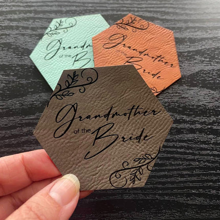 Grandmother of the Bride Patch - Leatherette Vegan Leather - Adhesive or Glue On - patchpalooza