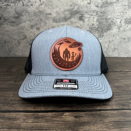 Leather Patch Big Foot Alien Hat - Richardson 112 - patchpalooza