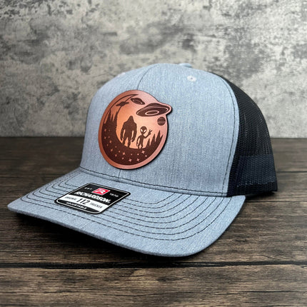 Leather Patch Big Foot Alien Hat - Richardson 112 - patchpalooza