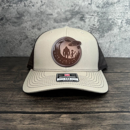 Leather Patch Big Foot Alien Hat - Richardson 112 - patchpalooza