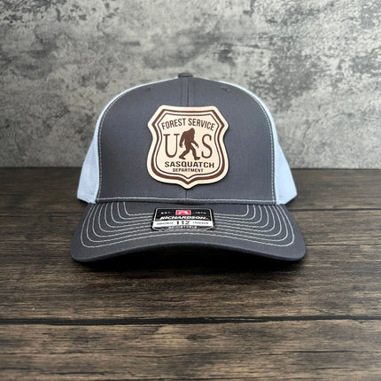 Sasquatch Badge Leather Patch Hat - Richardson 112 - patchpalooza