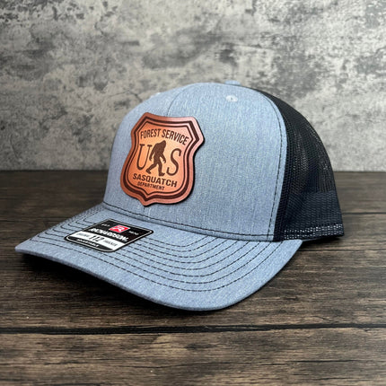 Sasquatch Badge Leather Patch Hat - Richardson 112 - patchpalooza