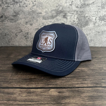 Sasquatch Badge Leather Patch Hat - Richardson 112 - patchpalooza