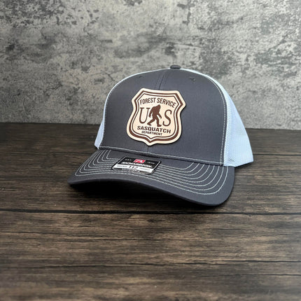 Sasquatch Badge Leather Patch Hat - Richardson 112 - patchpalooza