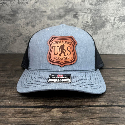 Sasquatch Badge Leather Patch Hat - Richardson 112 - patchpalooza