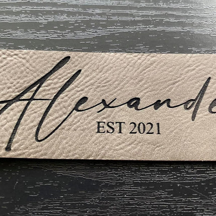 Script Name Patch - Leatherette Vegan Leather - Adhesive or Glue On - patchpalooza