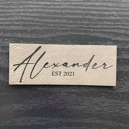 Script Name Patch - Leatherette Vegan Leather - Adhesive or Glue On - patchpalooza