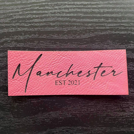 Script Name Patch - Leatherette Vegan Leather - Adhesive or Glue On - patchpalooza