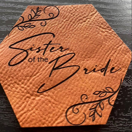 Sister of the Bride Patch - Leatherette Vegan Leather - Adhesive or Glue On - patchpalooza