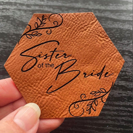 Sister of the Bride Patch - Leatherette Vegan Leather - Adhesive or Glue On - patchpalooza