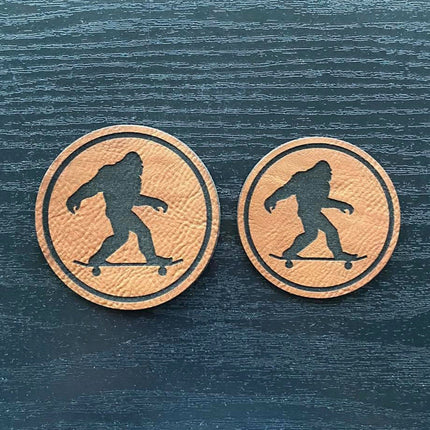 Skating Bigfoot Patch - Leatherette Vegan Leather - patchpalooza