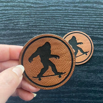 Skating Bigfoot Patch - Leatherette Vegan Leather - patchpalooza