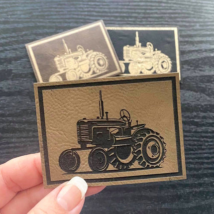 Tractor Patch for Hats, Bags, Jackets - Leatherette Vegan Leather Patch - patchpalooza