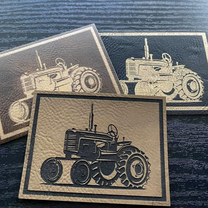 Tractor Patch for Hats, Bags, Jackets - Leatherette Vegan Leather Patch - patchpalooza