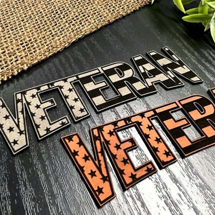 Veteran Flag Patch for Hats, Bags, Jackets - Leatherette Vegan Leather Patch - patchpalooza